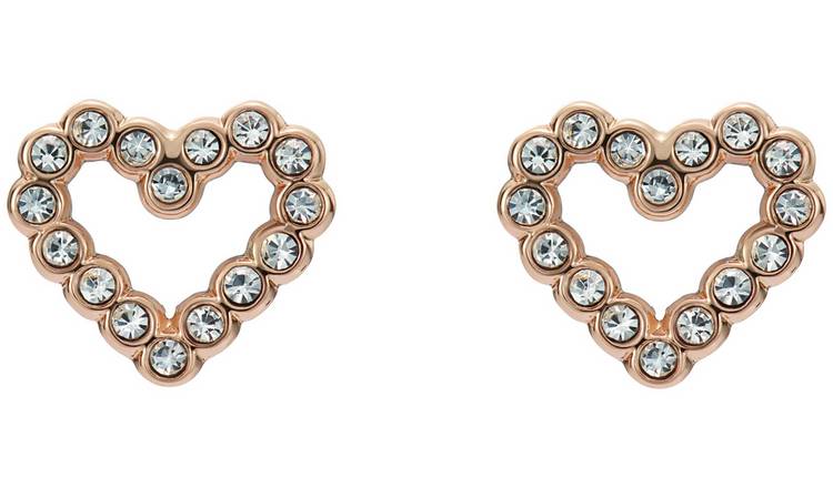 Ted Baker Rose Gold Plated Crystal Halo Heart Stud Earrings