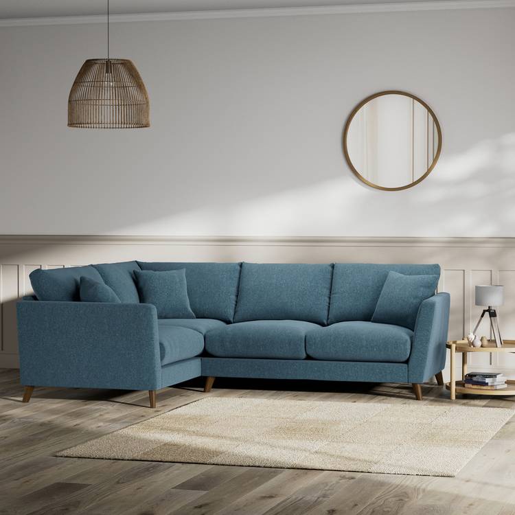 Habitat Lomond Left Hand Corner Sofa - Blue - Dark Leg 0