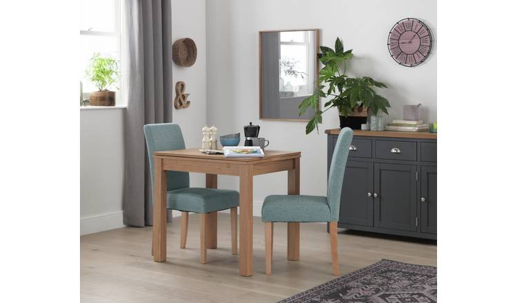Argos Home Pair of Midback Tweed Fabric Dining Chairs - Teal