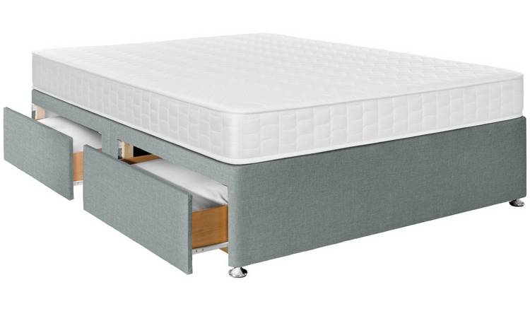 Argos Home Elmdon Memory Kingsize 4 Drawer Divan Bed - Grey