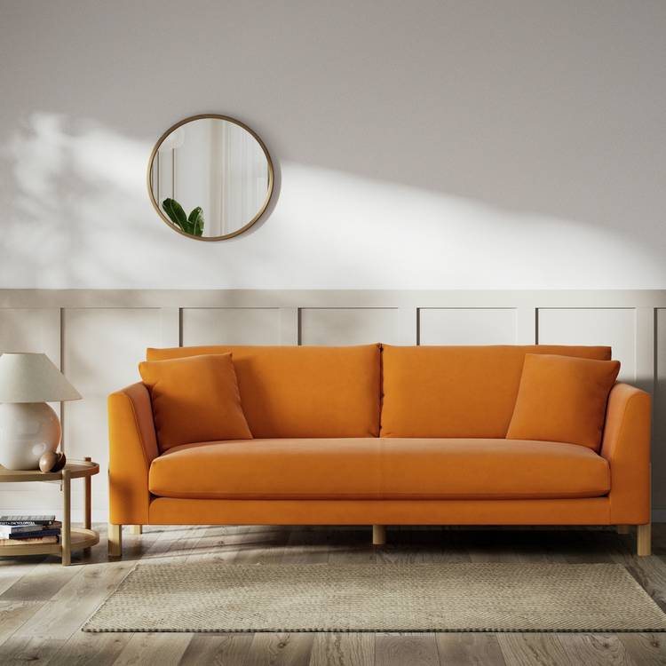 Habitat Aston Fabric 4 Seater Sofa - Orange - Ash Leg 0