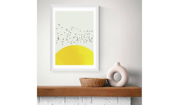 East End Prints A Thousand Birds White Frame Art Print - A2