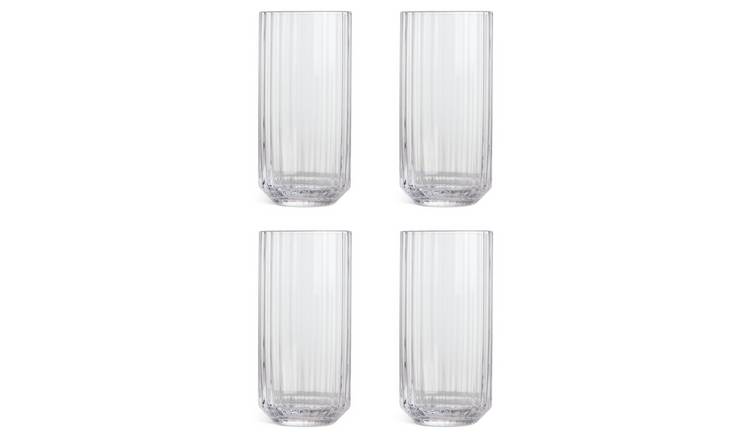 Habitat Wide Ribbed Set of 4 Hi Ball Glasses