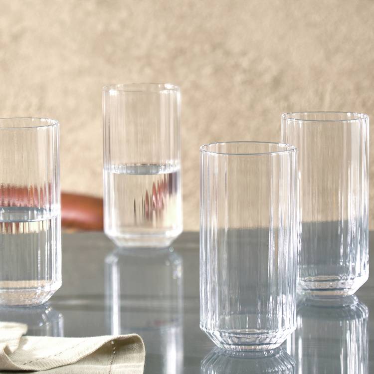 Habitat Wide Ribbed Set of 4 Hi Ball Glasses 0