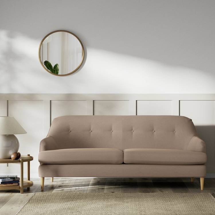 Habitat Frome Fabric 3 Seater Sofa - Biscuit - Ash Leg 0