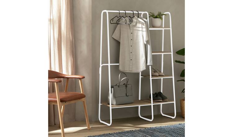 Argos Home Ryan Adjustable Clothes Rail with Shelves - White