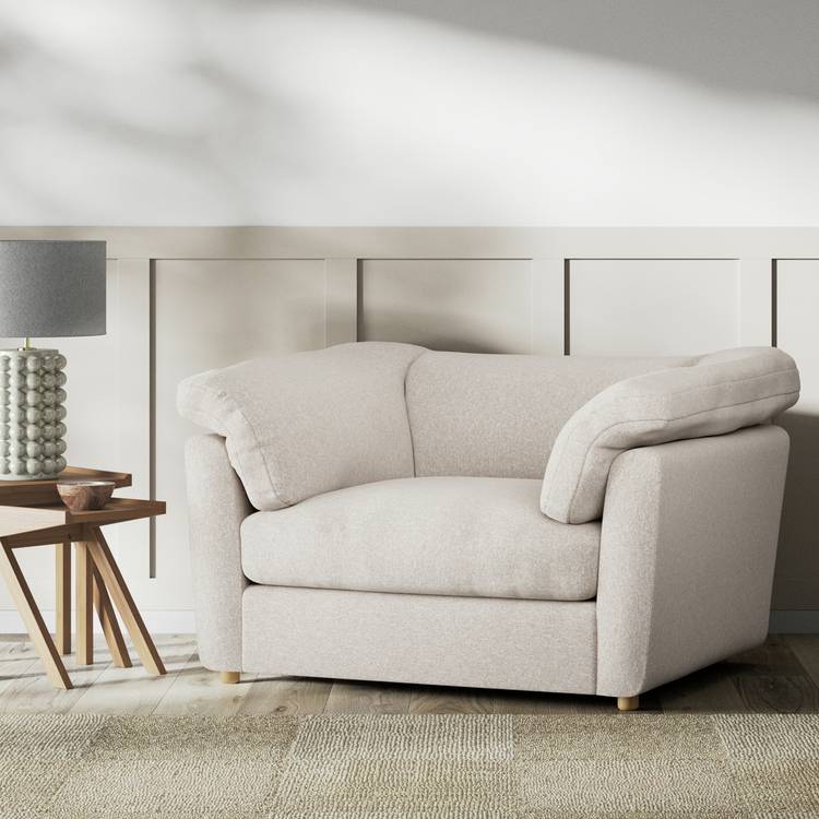 Habitat Wynn Fabric Cuddle Chair - Natural - Ash Leg 0