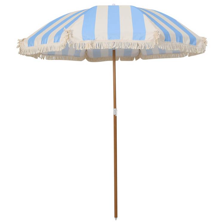 Argos Home 1.6m Tilting Garden Parasol - Blue & White 0