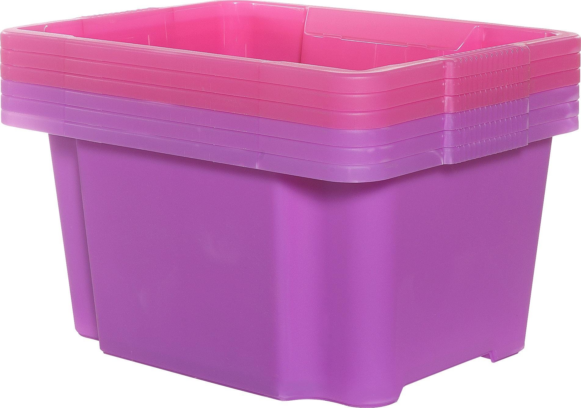 Argos Home Set of 6 Lilac & Pink Plastic Stack & Nest Boxes