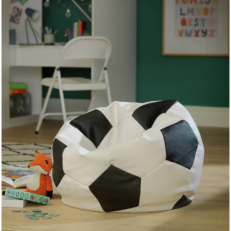 Kaikoo XL Faux Leather Black & White Football Bean Bag 0