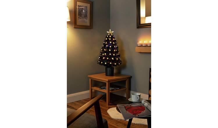 Premier Decorations Fibre Optic Christmas Tree - Black