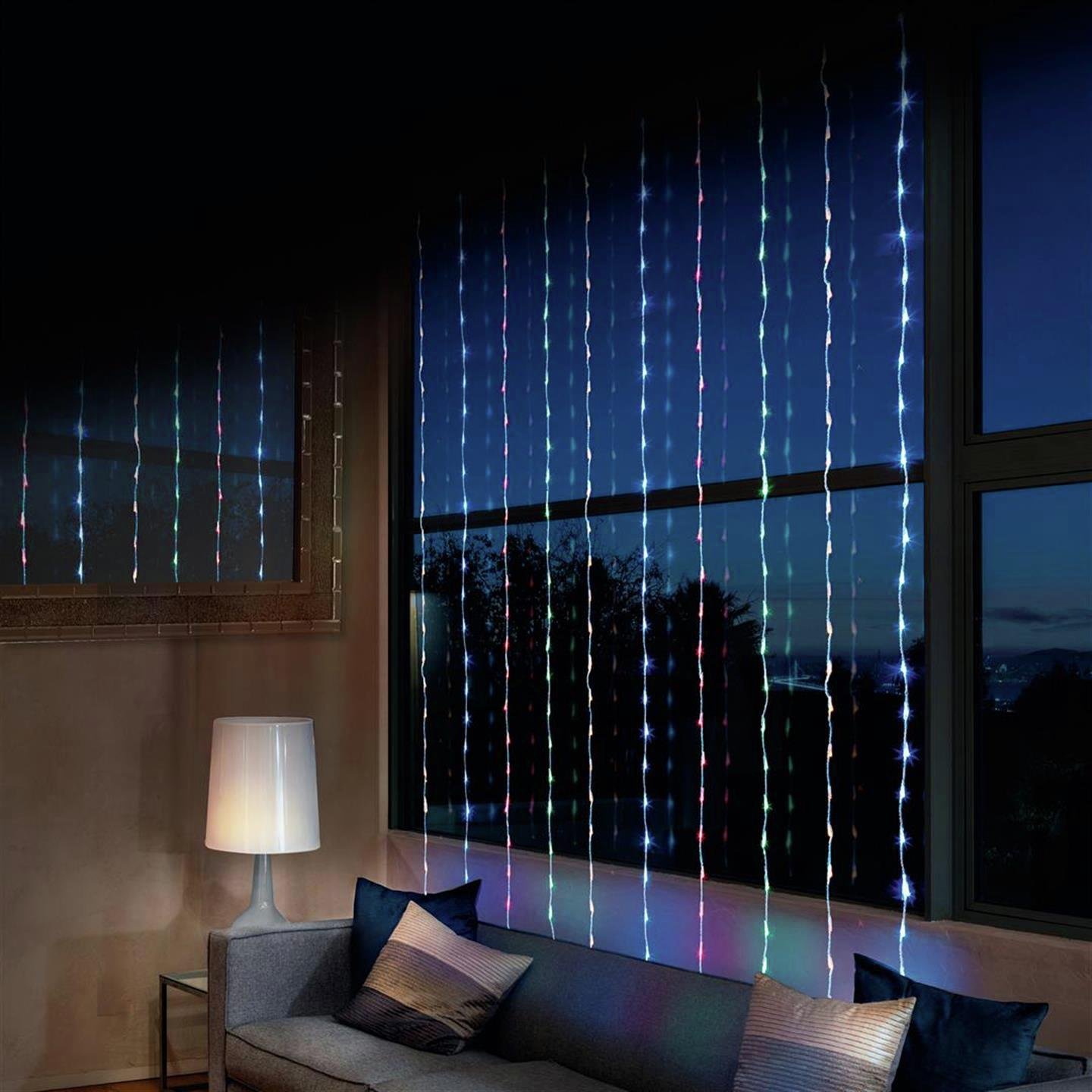Premier Decorations 10m LED Waterfall Curtain Light - Multi