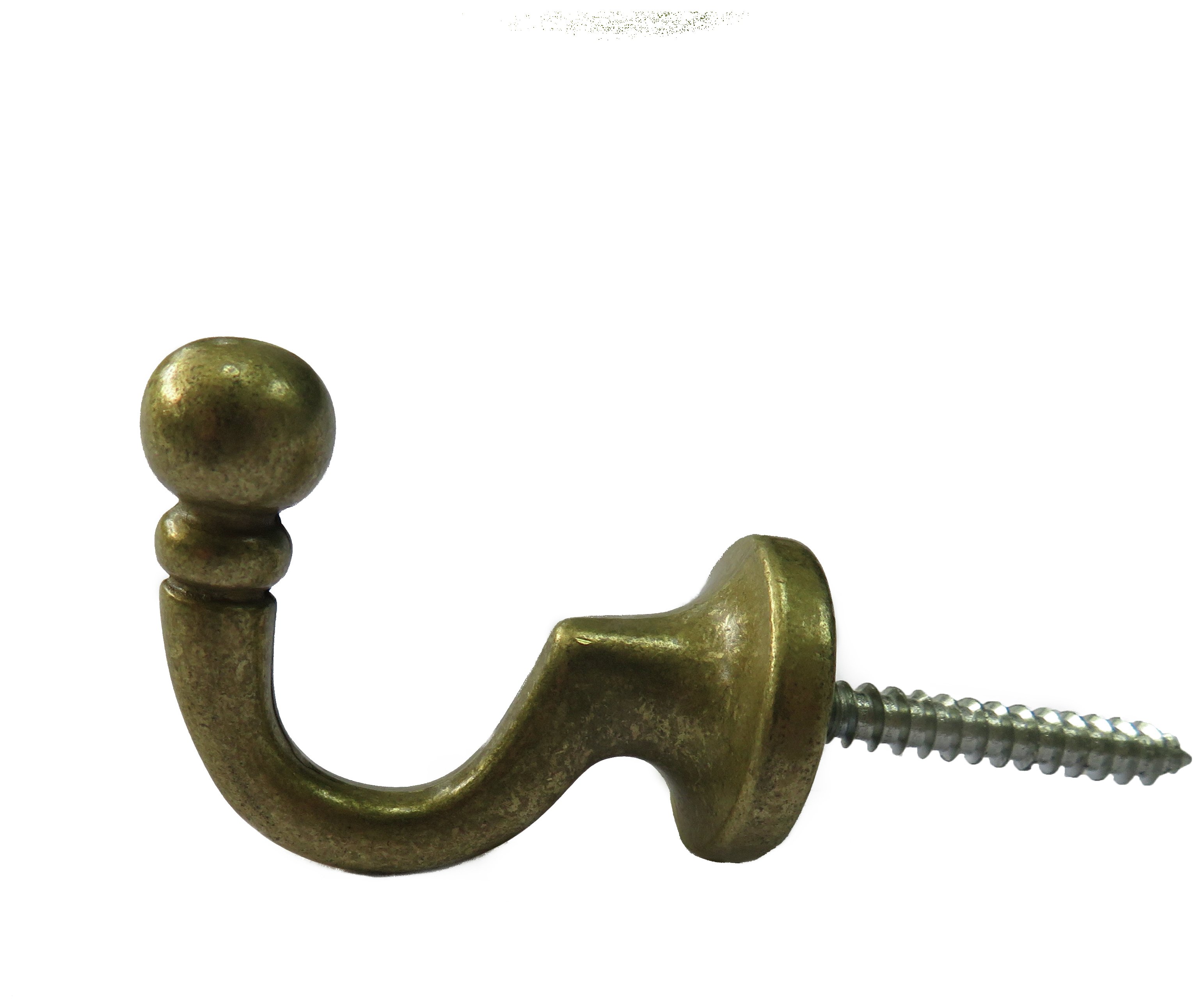 HOME Set of 6 Ball End Tie Back Hooks - Antique Brass