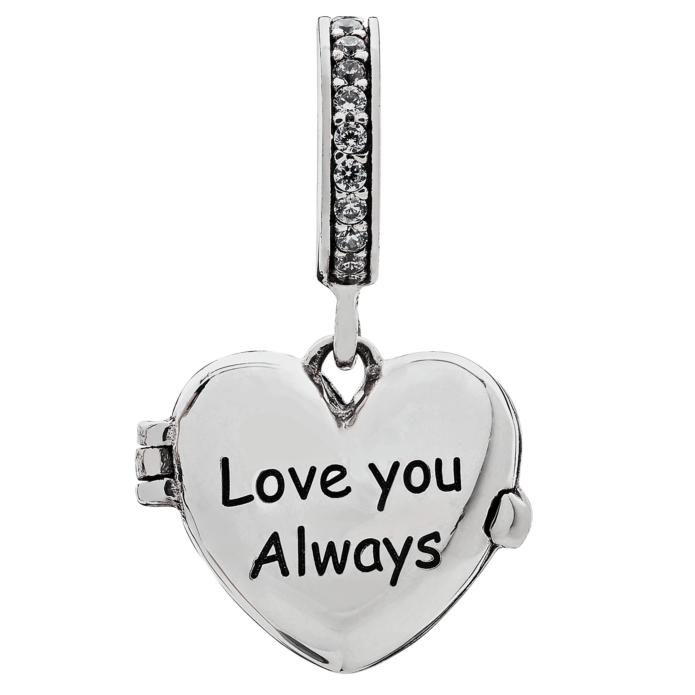 Moon & Back Sterling Silver 'Love You Always' CZ Drop Charm