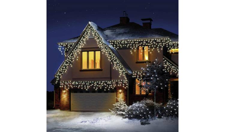 Premier Decorations Warm White LED Christmas Icicles Lights