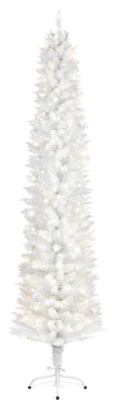 Premier Decorations 6.5ft Pre-lit Pencil Tree - White (7195066) | Argos ...