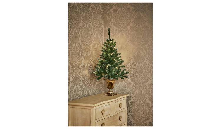 Premier Decorations 3ft Pre lit Flocked Table Christmas Tree