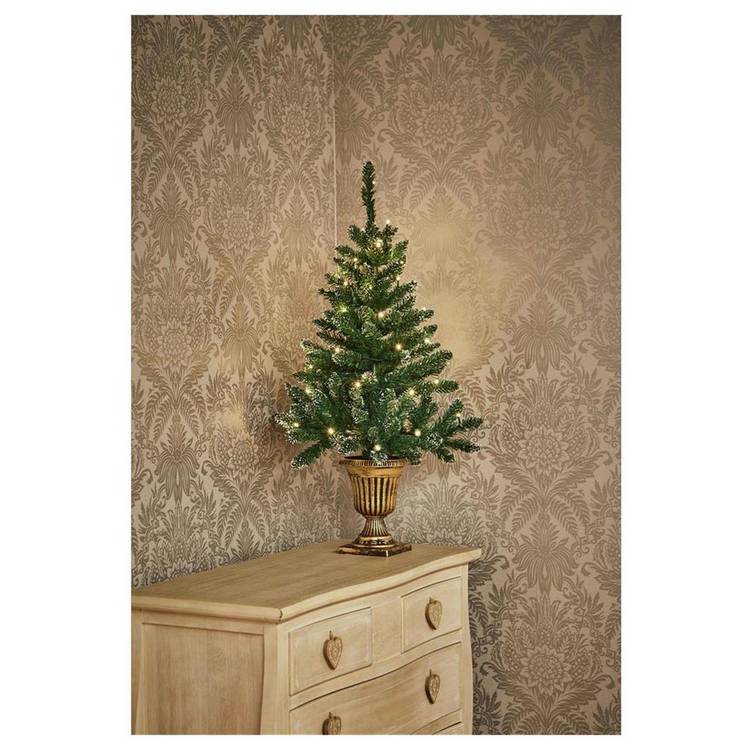 Premier Decorations 3ft Pre lit Flocked Table Christmas Tree 0