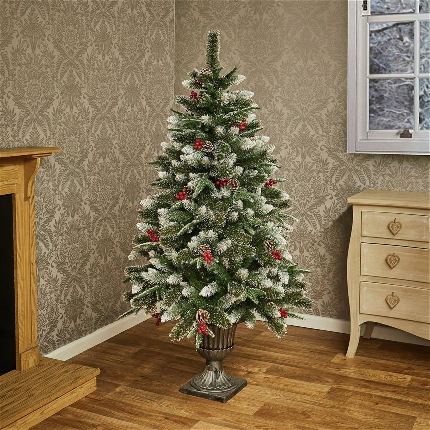 Premier Decorations 5ft Pre-lit Needle Pine Tree - Grey