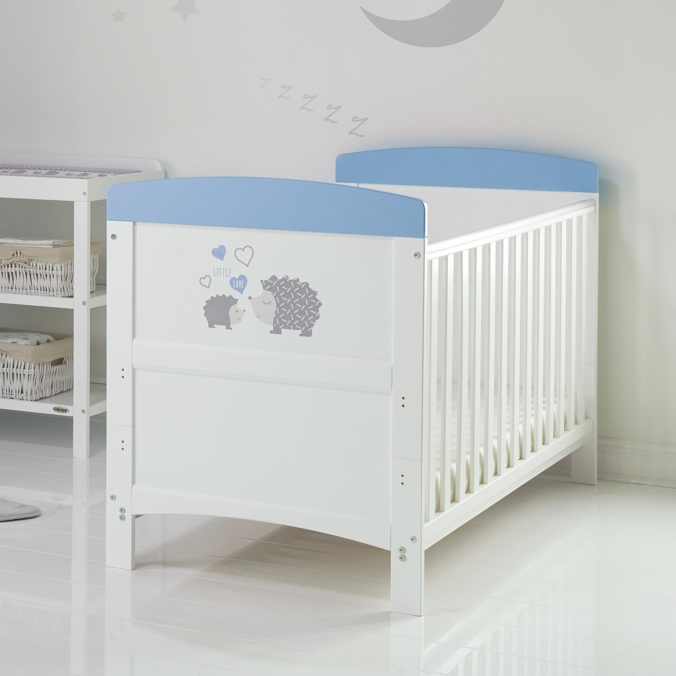 Obaby Hedgehog Cot Bed with Mattress - Blue