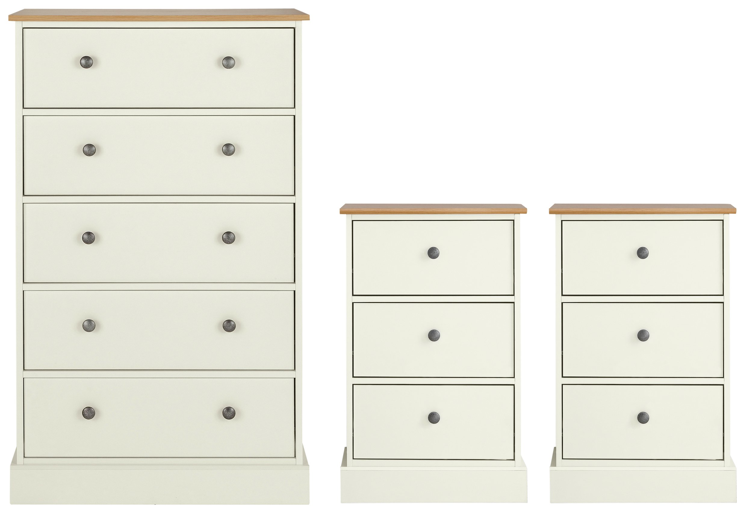 Argos Home Kensington 2 Bedside & 5 Drw Set-Ivory/Oak Veneer Review