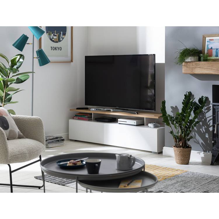 Habitat Floating Top TV Unit - White & Oak 0