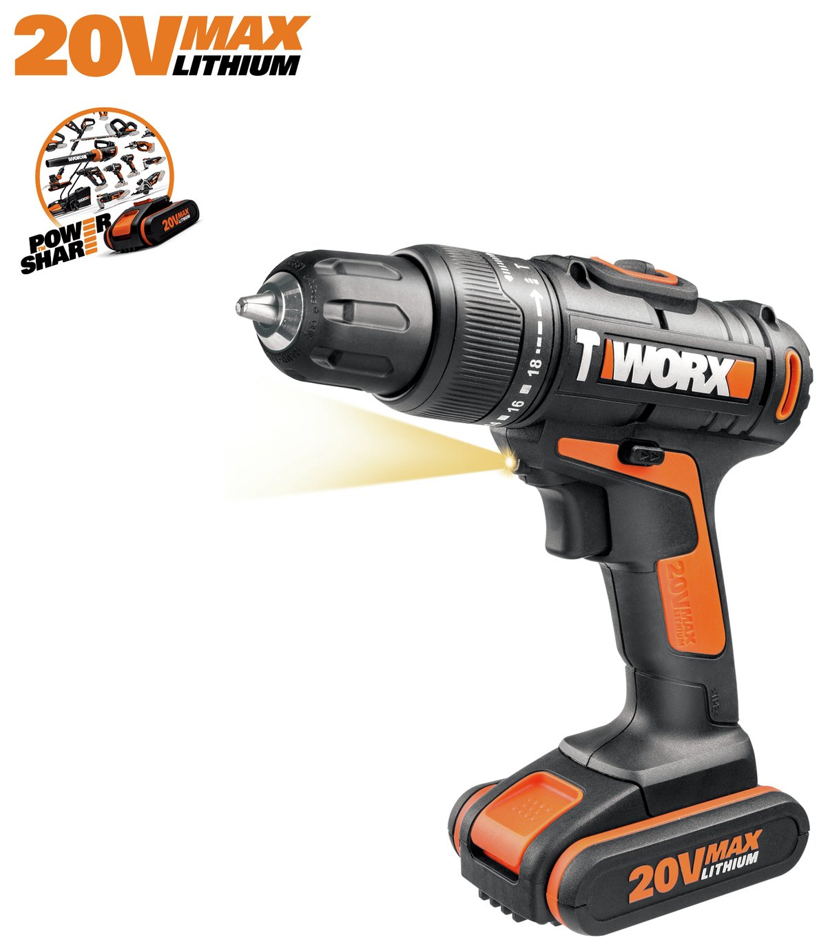 WORX WX366.2 18V 20V MAX 1 X 1.5AH Cordless Hammer Drill 7199660