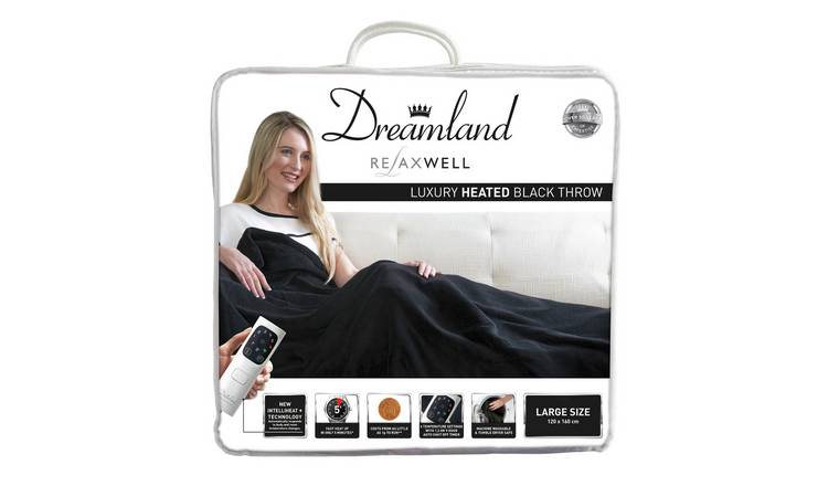 Relaxwell by Dreamland Luxury Velvety Heated Throw - Black