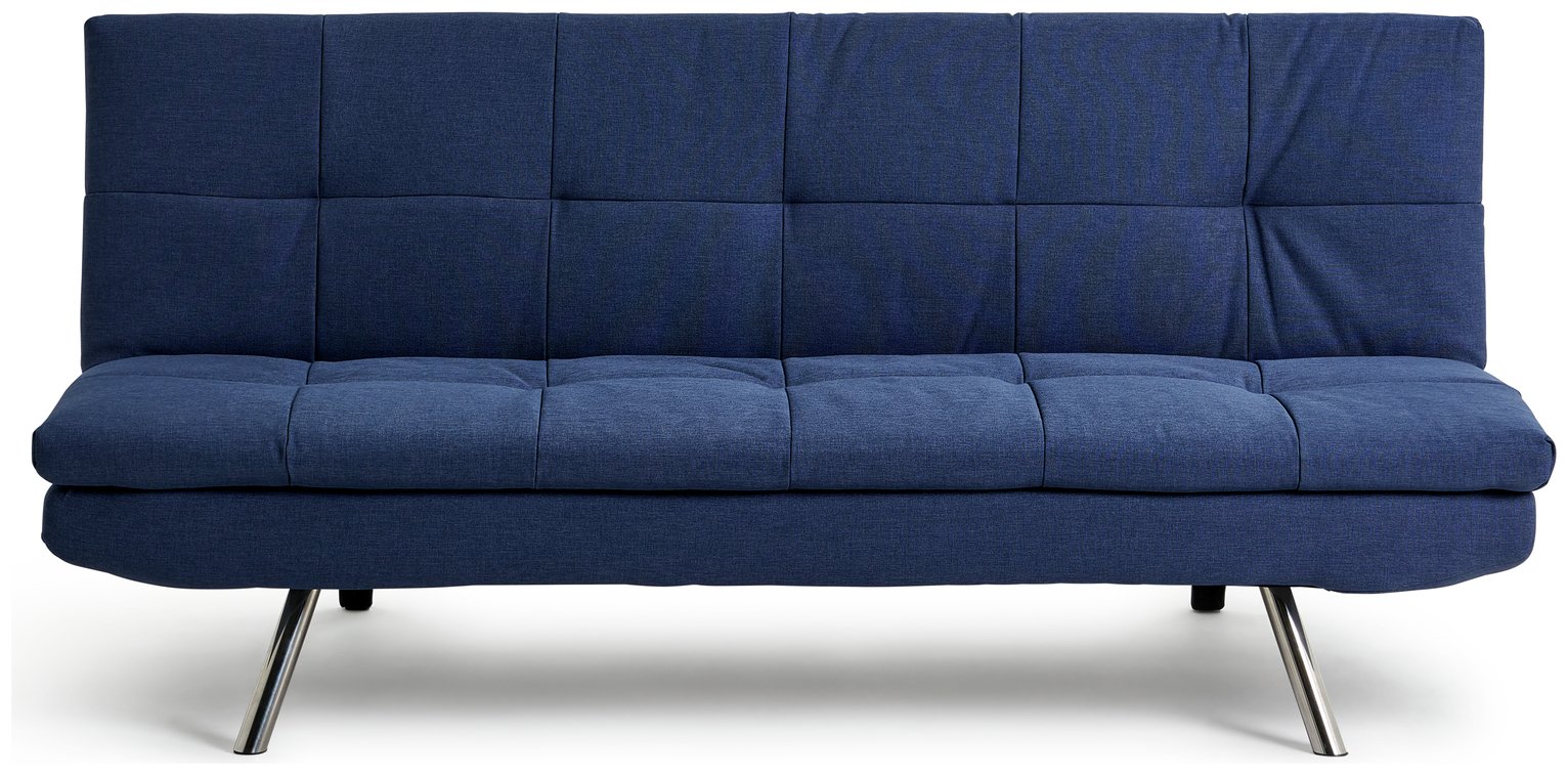 Habitat Nolan Fabric 3 Seater Clic Clac Sofa Bed-Denim Blue