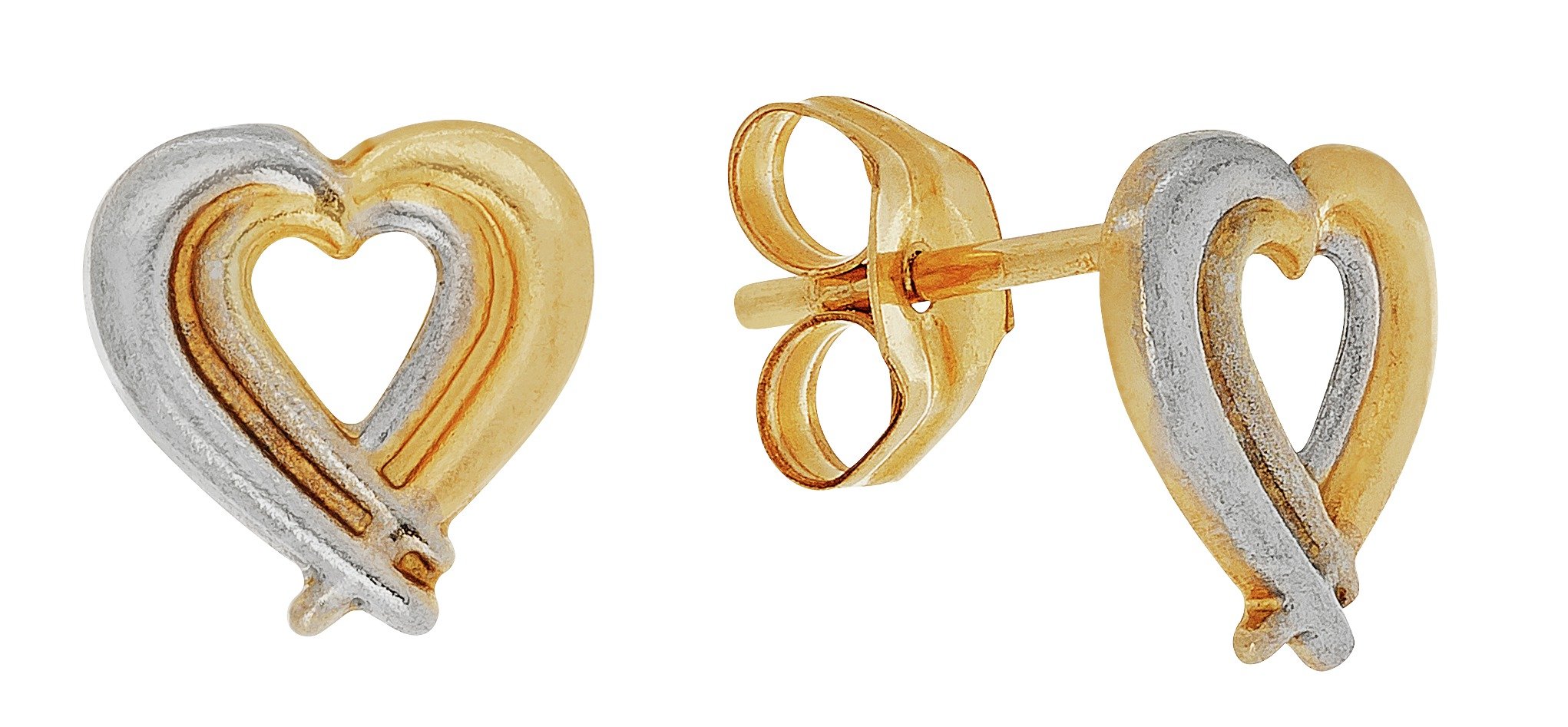 Revere 9ct Gold Double Heart Stud Earrings