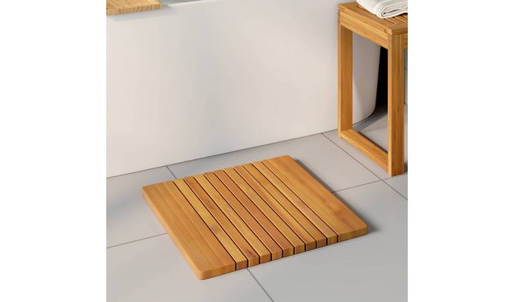 Walplus Wood Bath Mat Plain - Brown - 52 x 50 cm