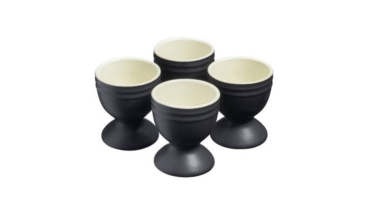 Cooks Professional 4 Piece Stoneware Egg Cup Set - Black