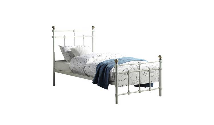 Slumberworks Bayford Vintage Style Metal Single Bed Frame – White