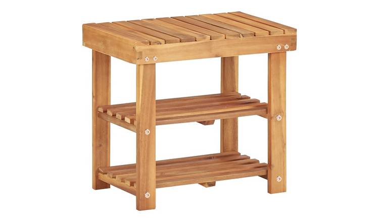 Walplus Acacia Wood Shoe Rack - Natural - 50 x 32 x 45 cm