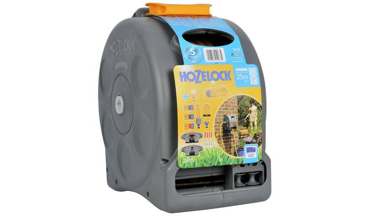 Hozelock 2415 2'n1 Compact Garden Hose Reel with wall mount brackets & 25m  hose