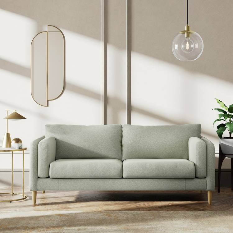Habitat Newington Fabric 3 Seater Sofa - Sage Green -Ash Leg 0