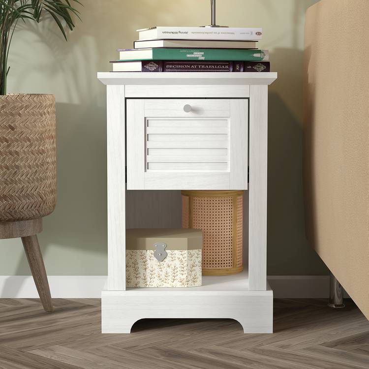 GFW Salcombe 1 Drawer Side Table - White 0