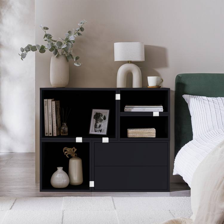 Habitat Rubrics Modular Wide Bookcase - Black 0