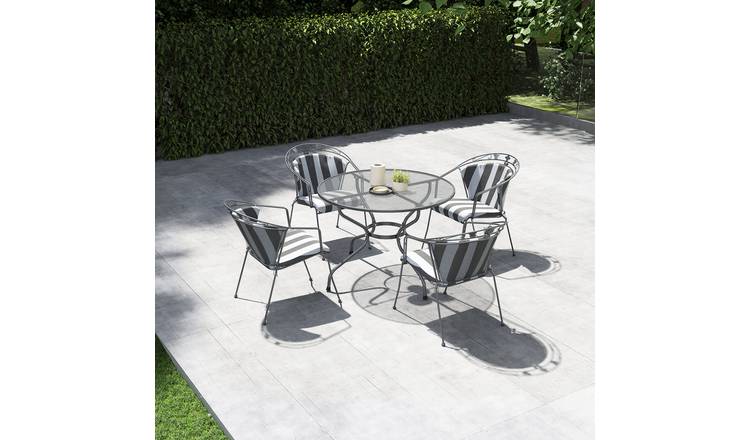 Pacific Elegance 4 Seater Metal Patio Set with Cushions-Grey