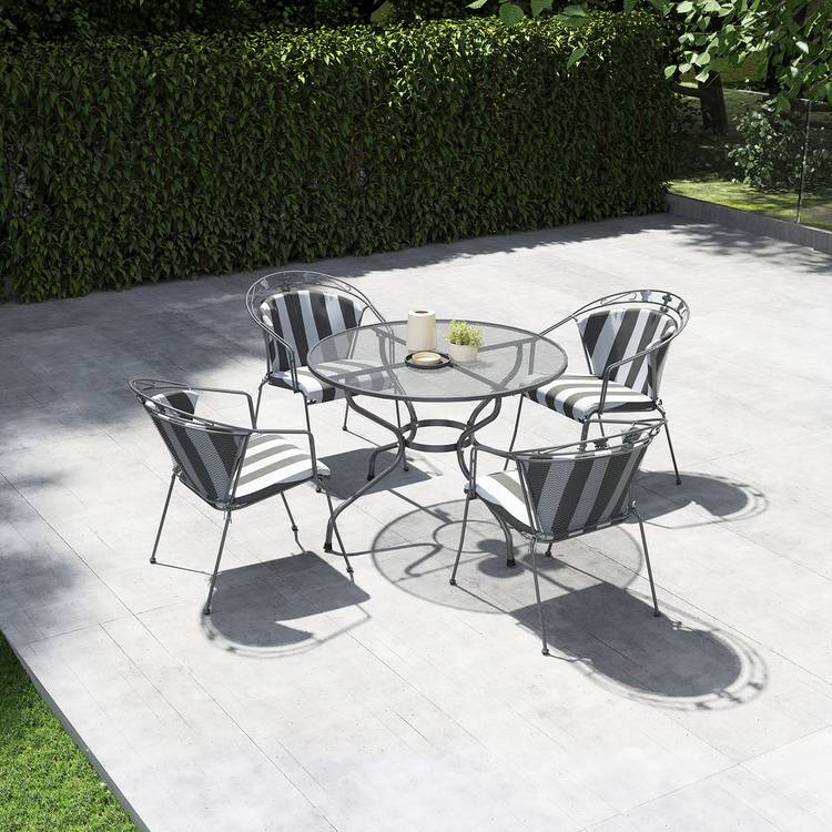 Pacific Elegance 4 Seater Metal Patio Set with Cushions-Grey 0