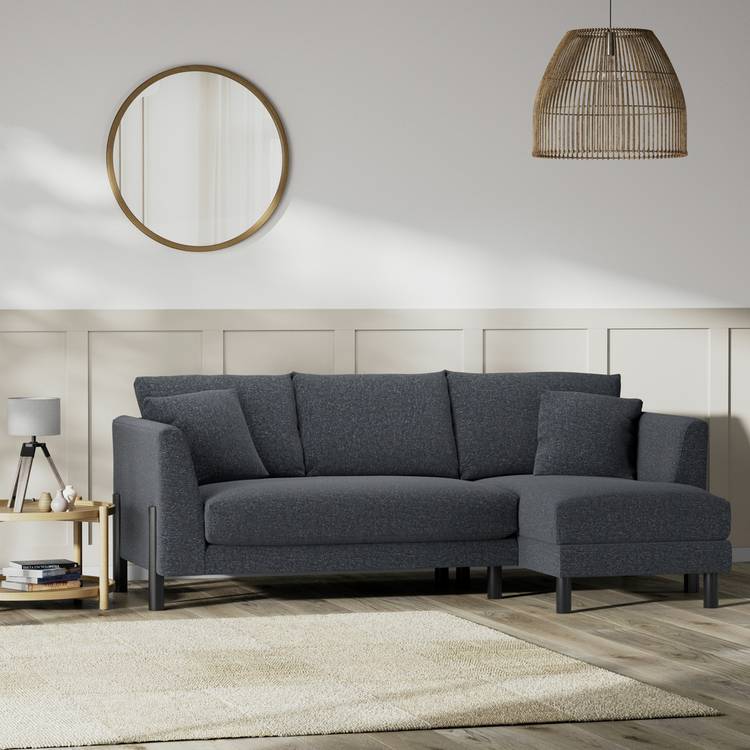 Habitat Aston Right Hand Corner Sofa - Charcoal - Black Leg 0