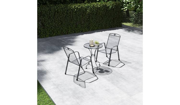 Pacific Savoy 2 Seater Metal Garden Bistro Set - Grey