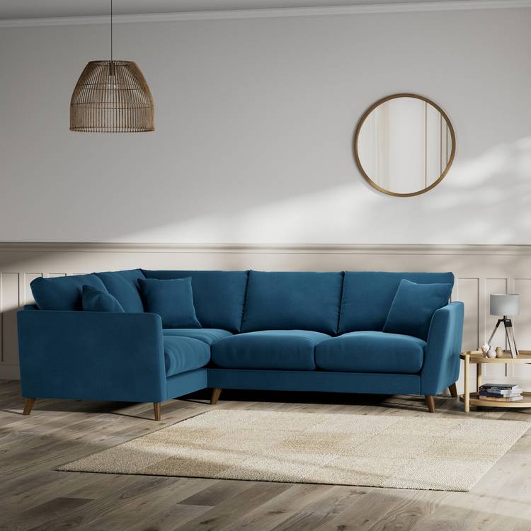 Habitat Lomond Left Hand Corner Sofa - Ink Blue - Dark Leg 0