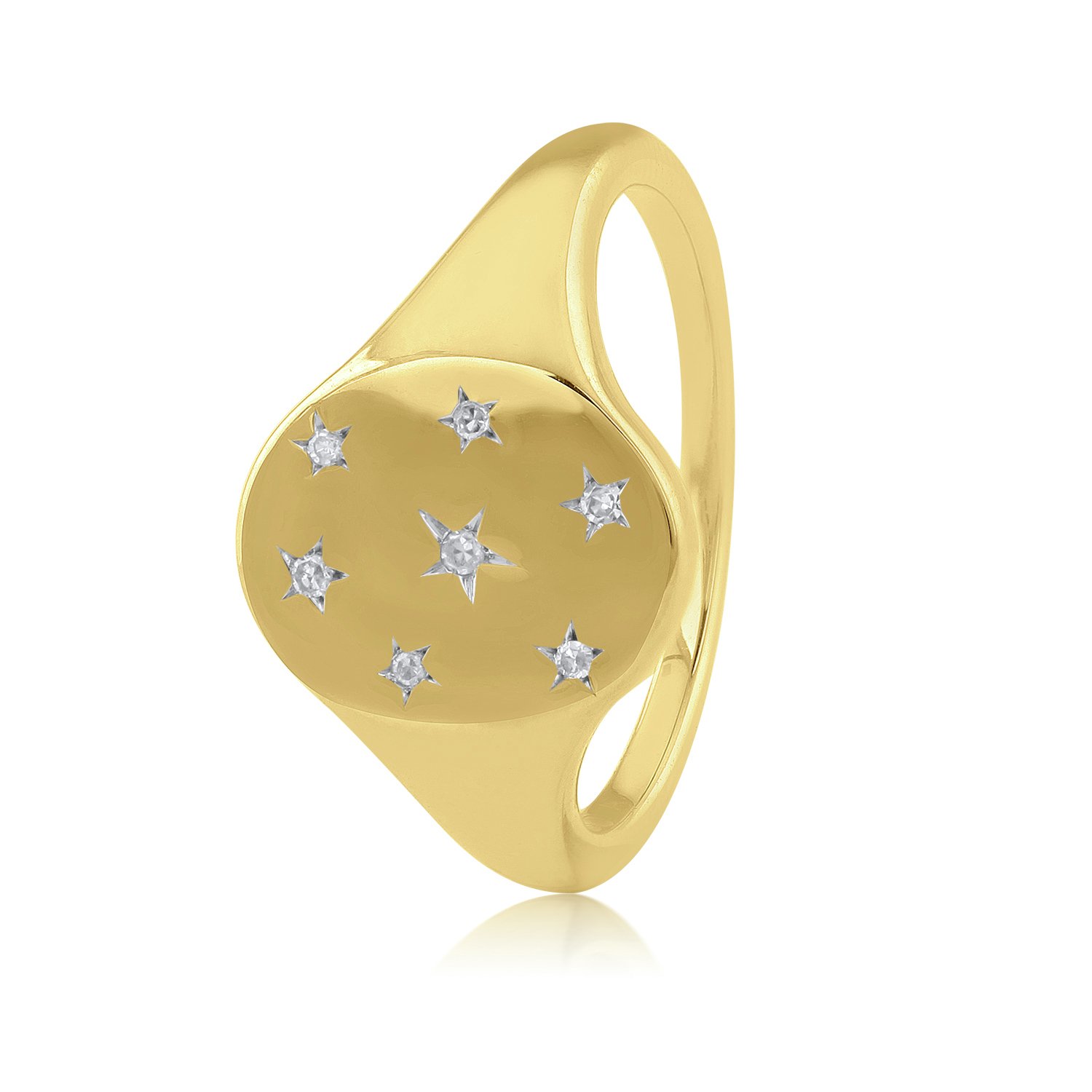 Revere 9ct Gold Plated 0.04ct tw Diamond Star Signet Ring- M Review