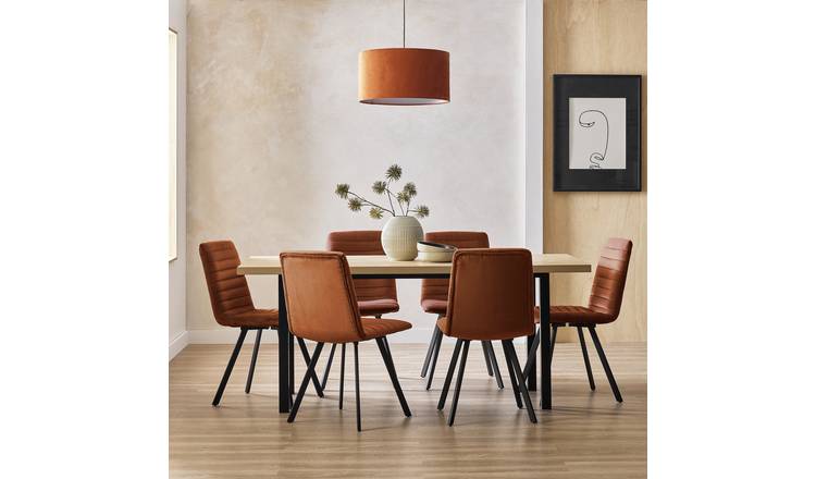 Argos Home Zayn Birch Dining Table & 4 Copper Chairs