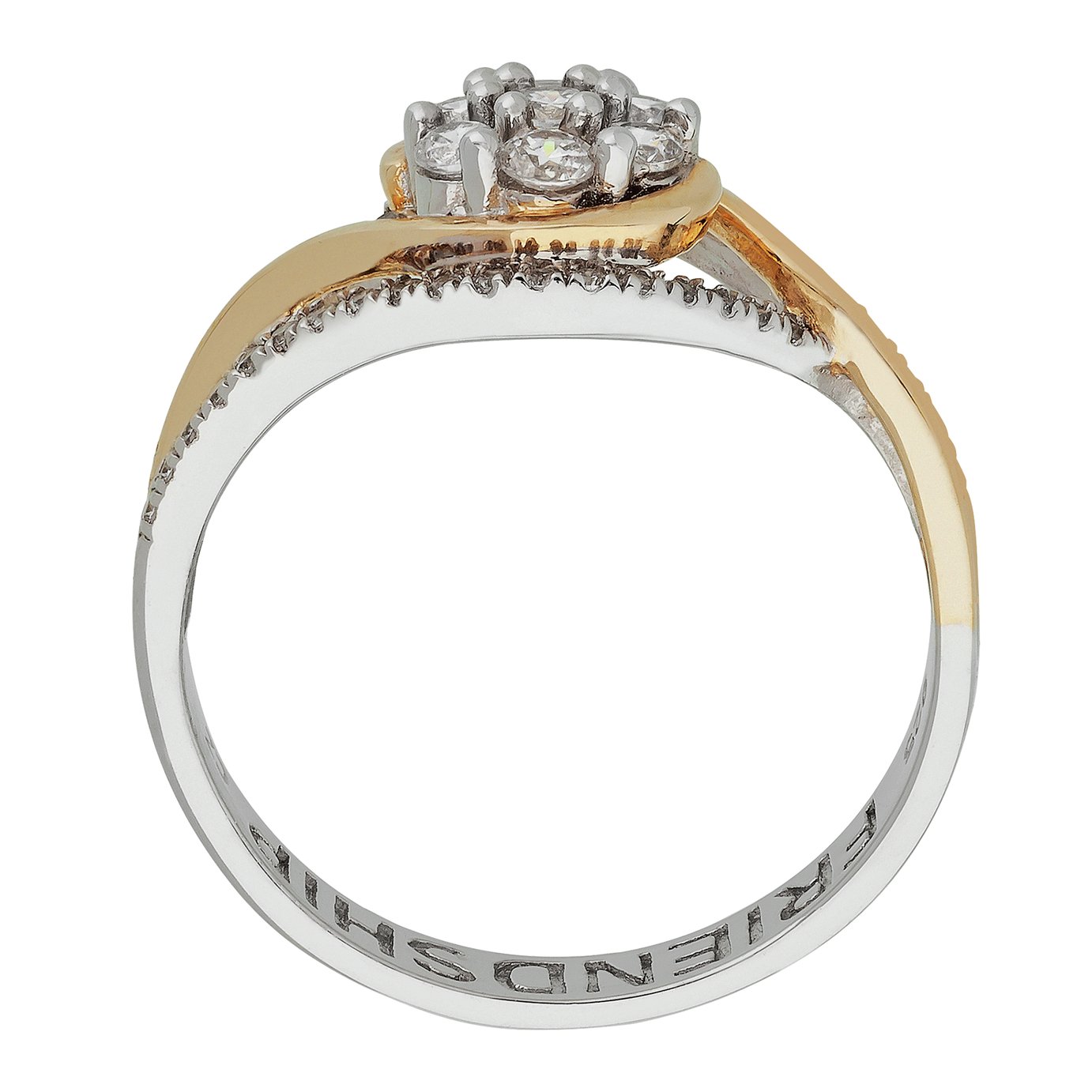 Moon & Back 9ct Gold Plated Sterling Silver Cluster Ring -Q Review