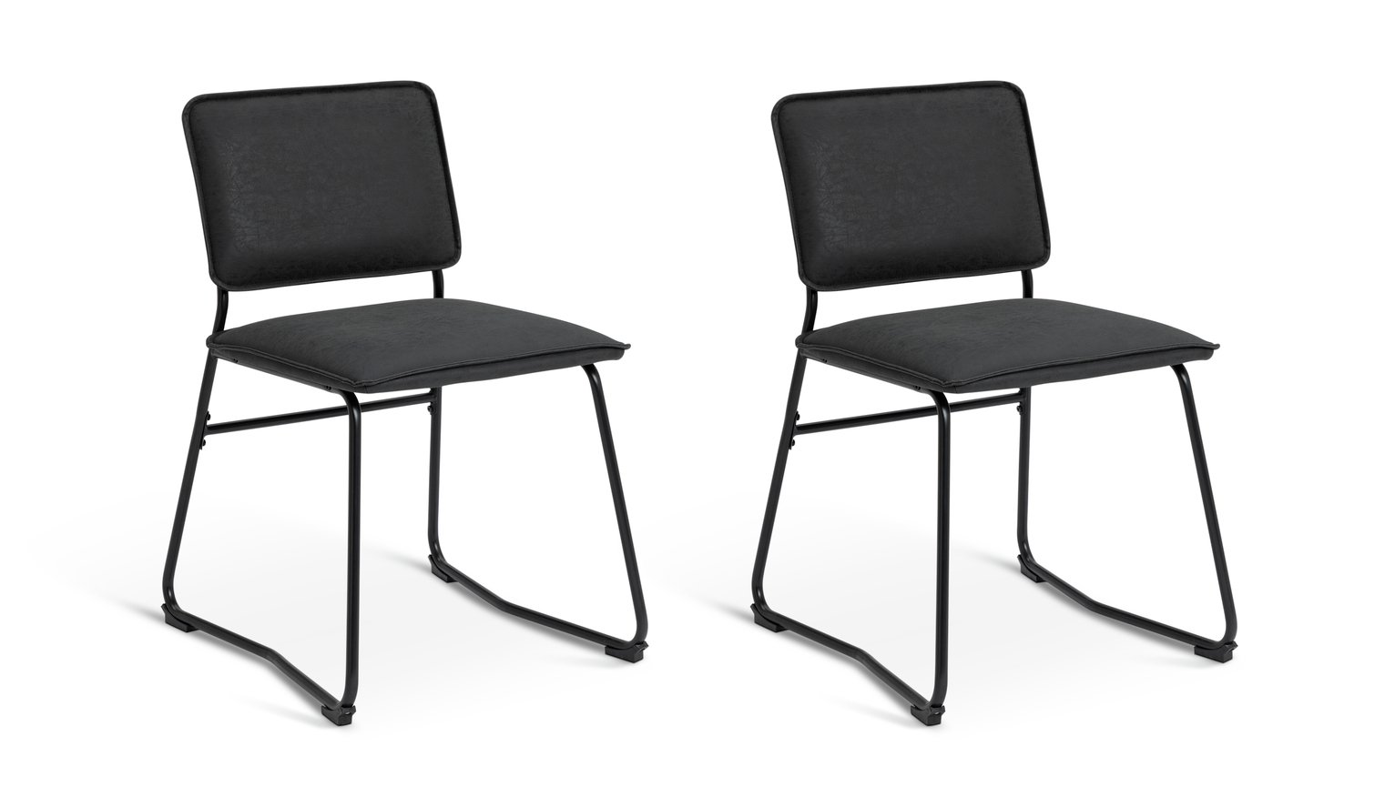 Habitat Loft Living Pair of Faux Leather Dining Chairs-Black