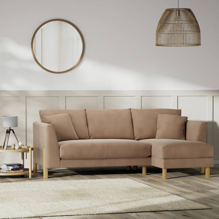 Habitat Aston Right Hand Corner Sofa - Latte - Ash Leg 0