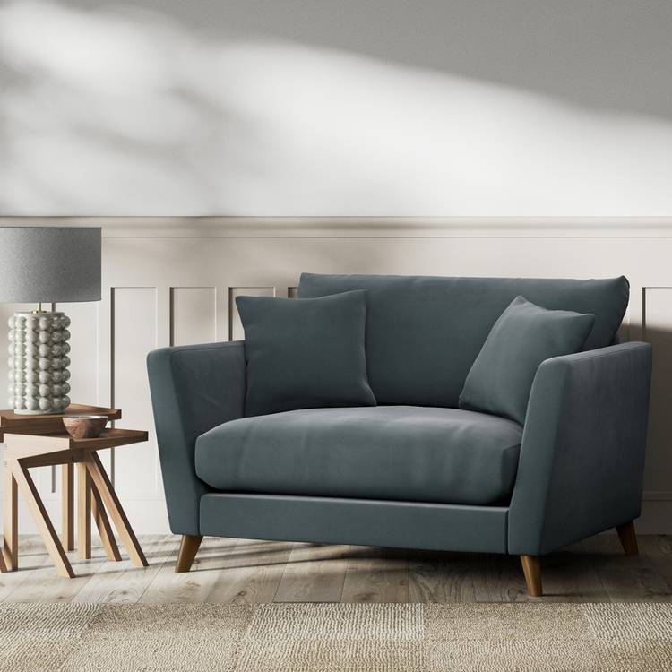 Habitat Lomond Fabric Cuddle Chair - Charcoal - Dark Leg 0