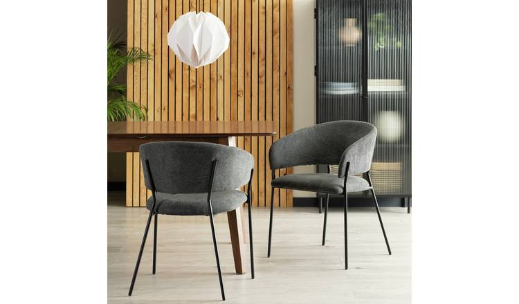 Habitat Sawyer Pair of Fabric Dining Chairs - Charcoal